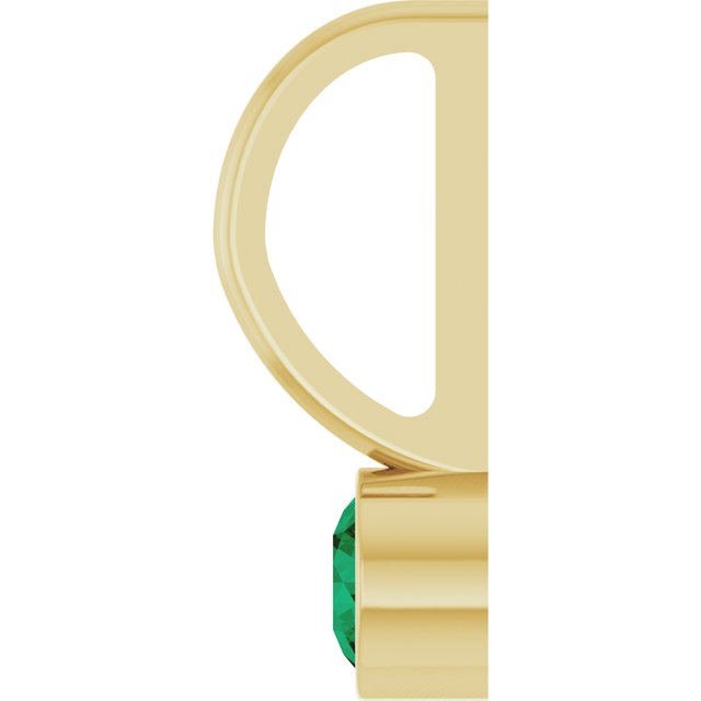 14K Yellow Gold Lab-Grown Emerald Charm/Pendant, 11.05 x 3.78 mm