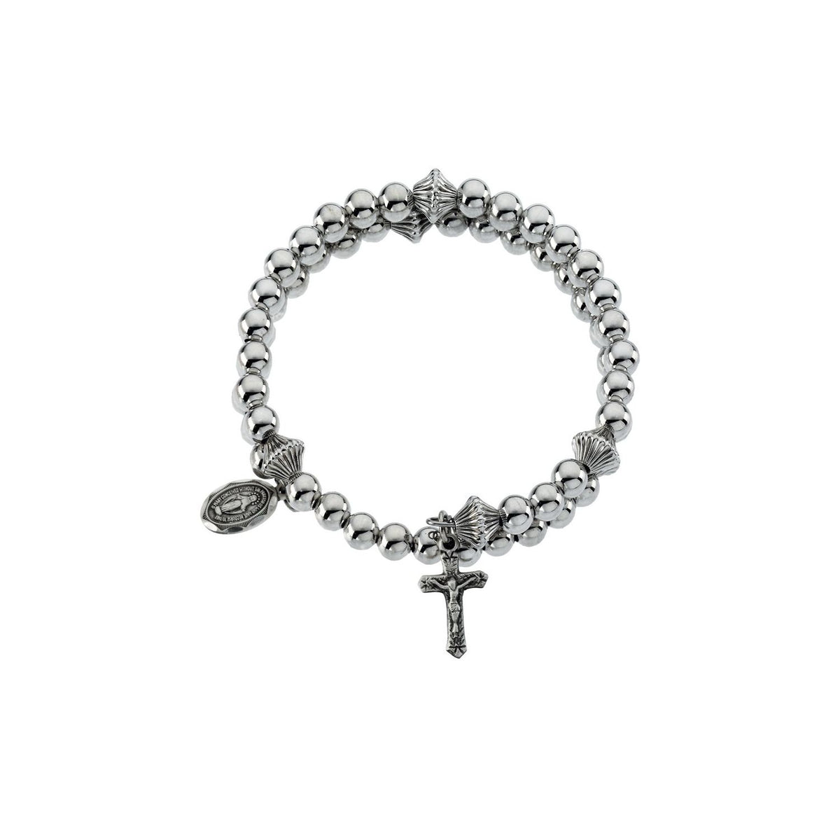 Sterling Silver Bead Wrap Rosary Bracelet
