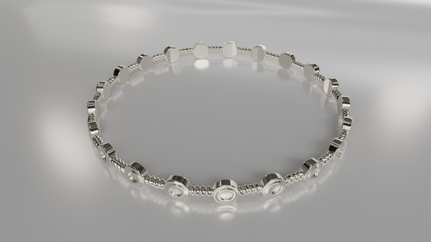 Bezel Set Station Bracelet with Rope