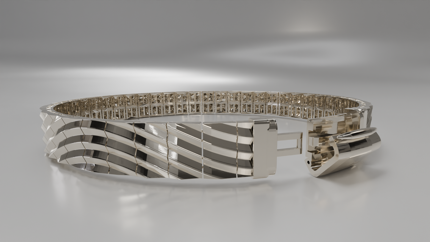 Sculptural Wave Link Bracelet