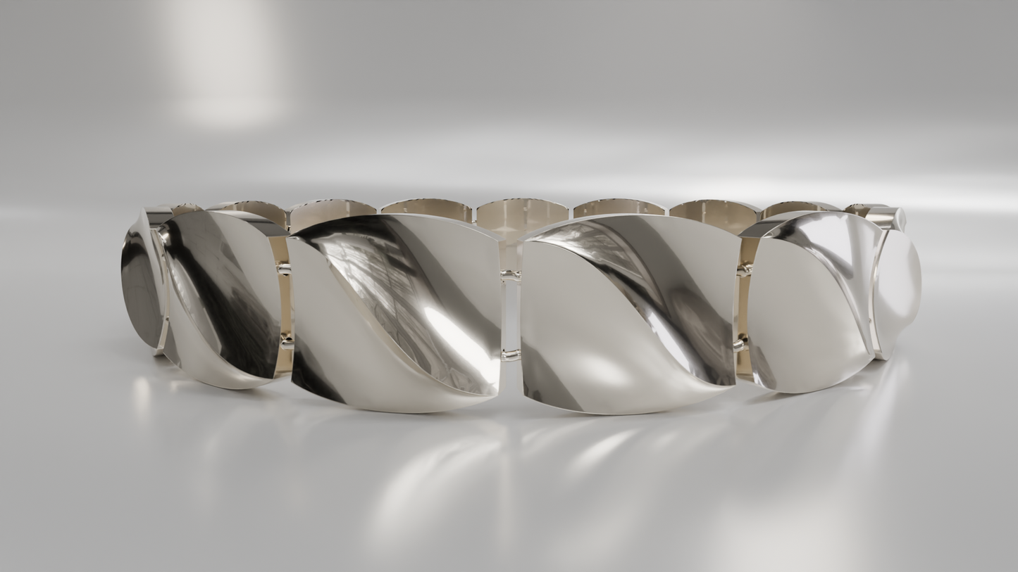Sculptural Curved Link Bracelet