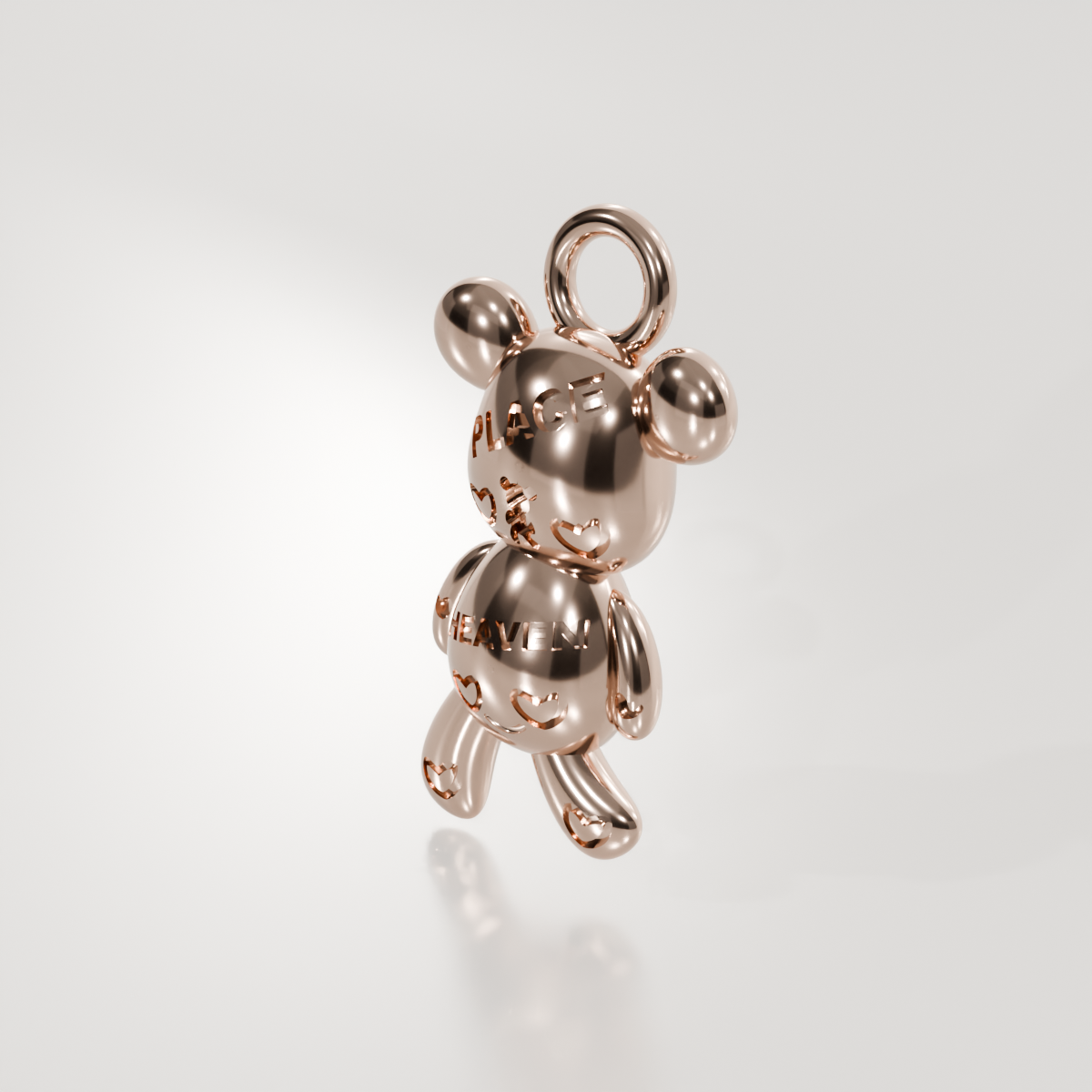 14K Gold Teddy Bear Pendant — Cuddly Keepsake Charm, rose right