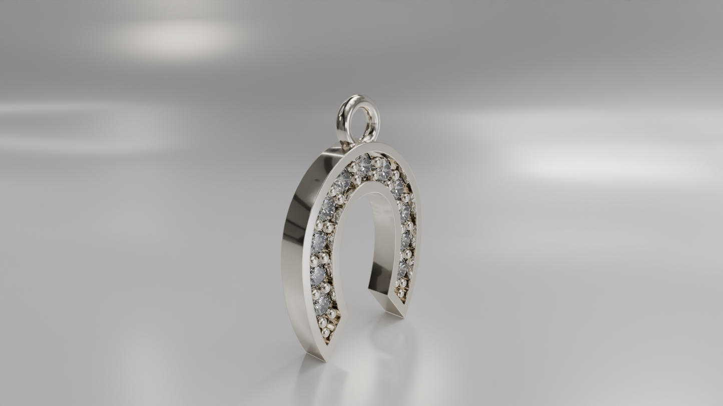 Diamond Horseshoe Charm