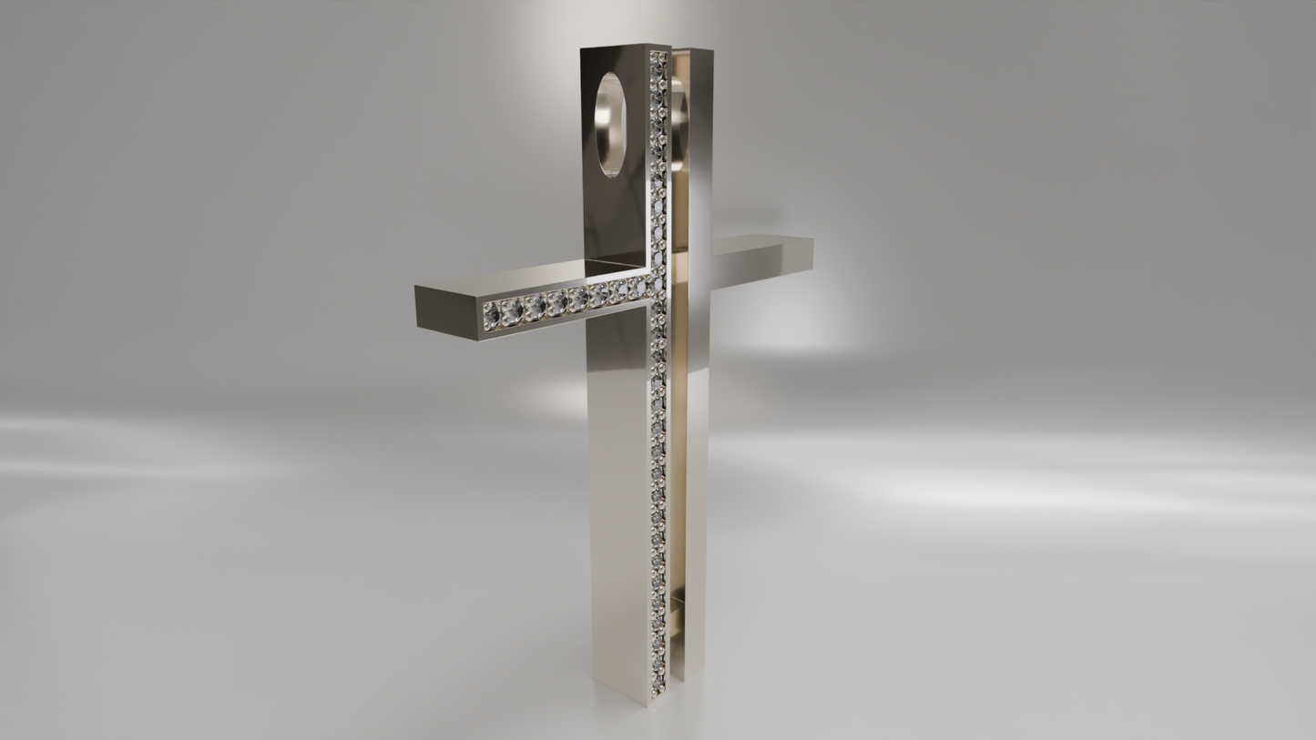 Diamond Accent Modern Cross Pendant