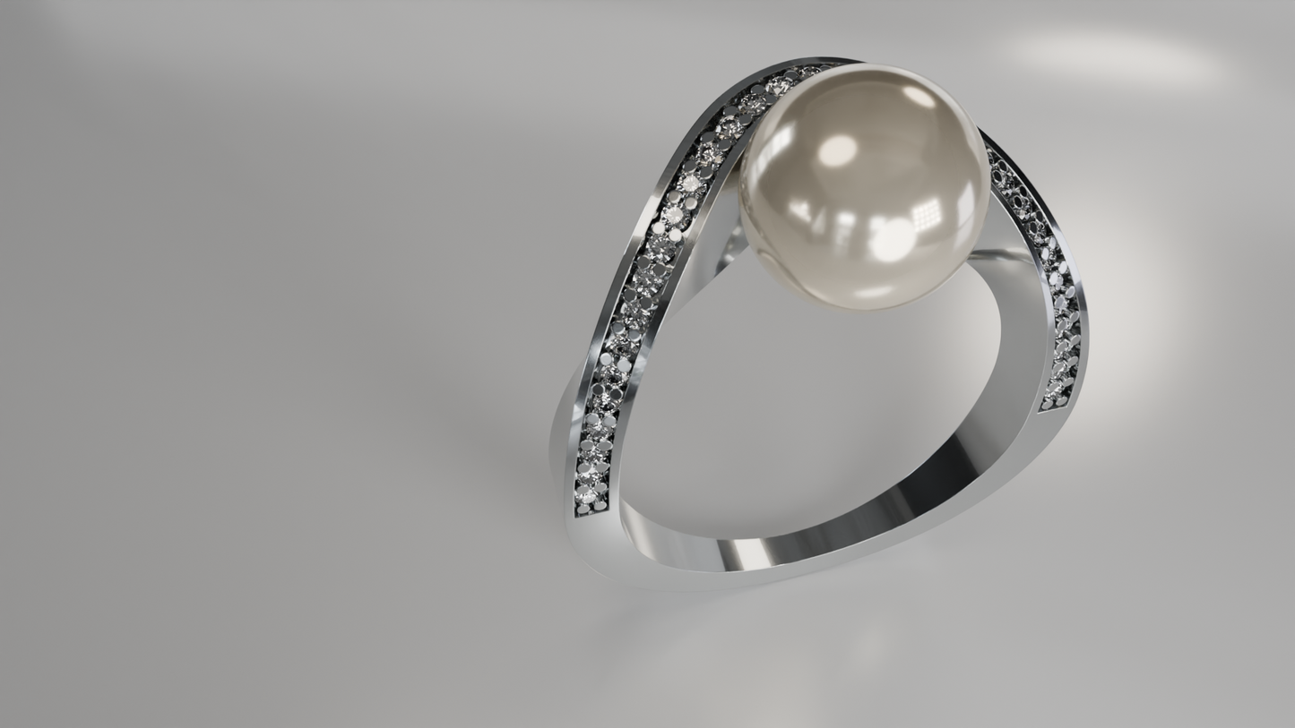 Elegance Pearl and Diamond Ring