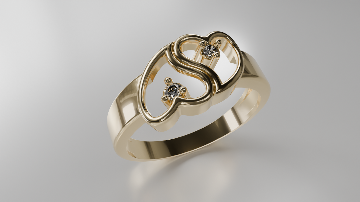 Double Heart Open Ring