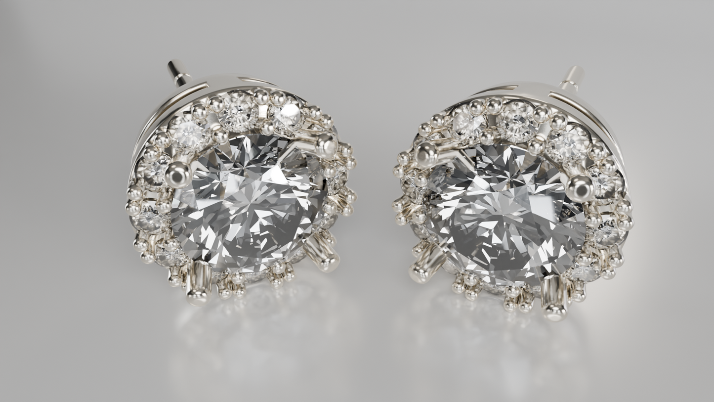 Diamond Halo Stud Earrings