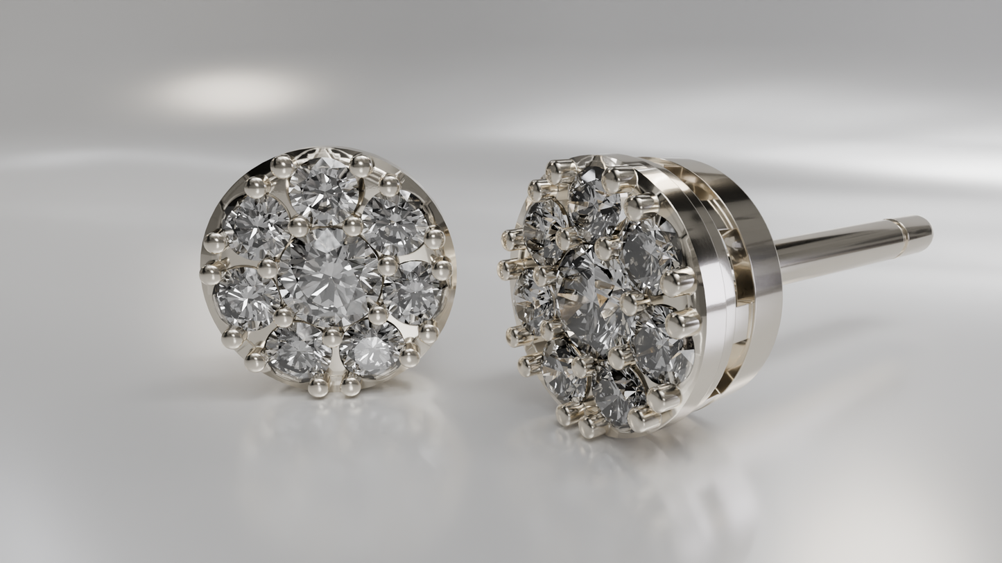 Diamond Cluster Stud Earrings