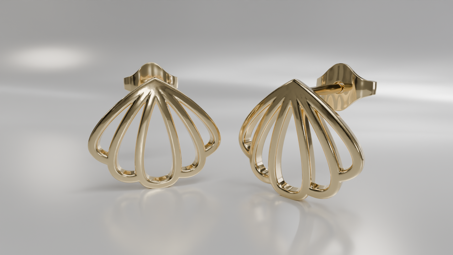 Openwork Scallop Shell Stud Earrings