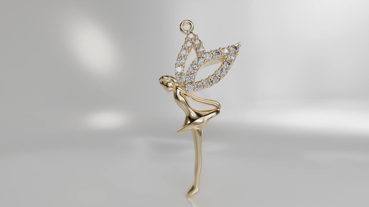 Fairy with Diamond Wings Pendant
