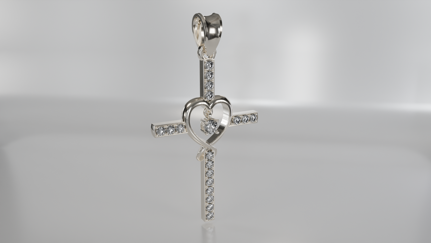 Heartfelt Faith: Diamond Accent Heart Cross Pendant