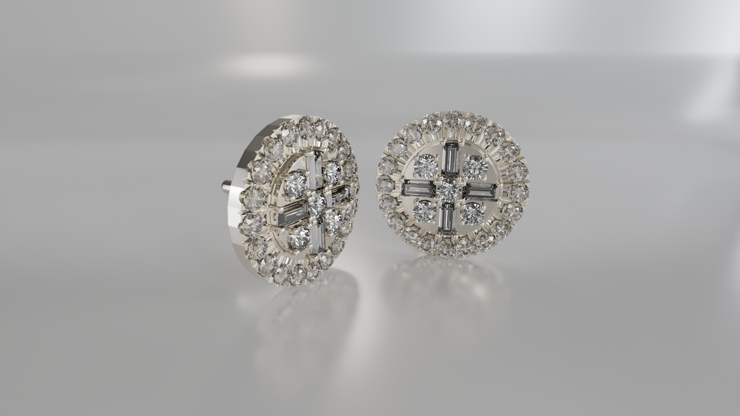 Regal Cross Diamond Stud Earrings