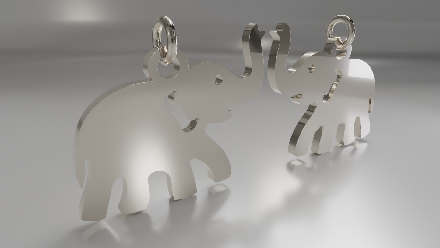Matching Elephant Silhouette Pendants in Gold