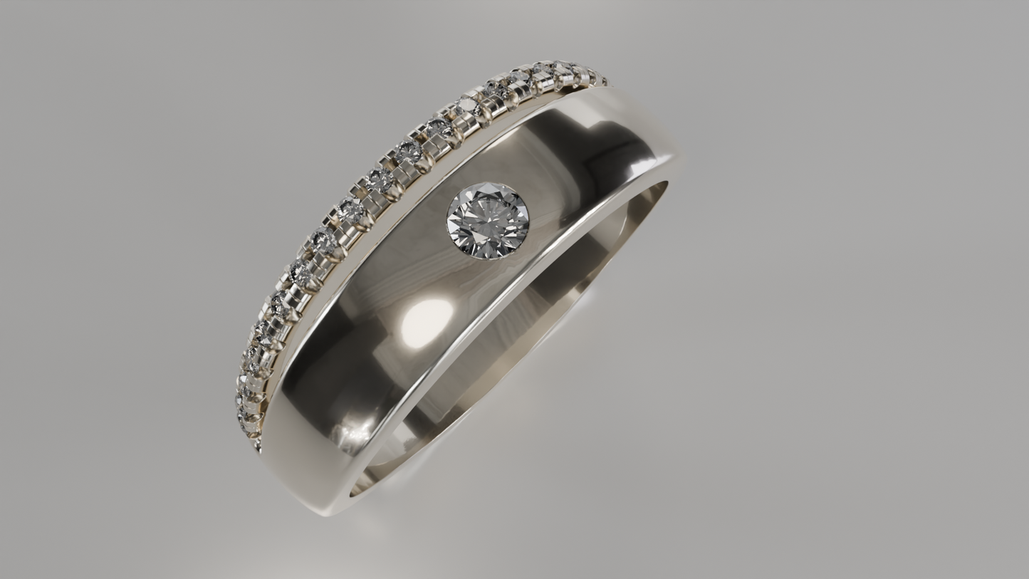 Diamond Accent Band Ring with Milgrain Detail