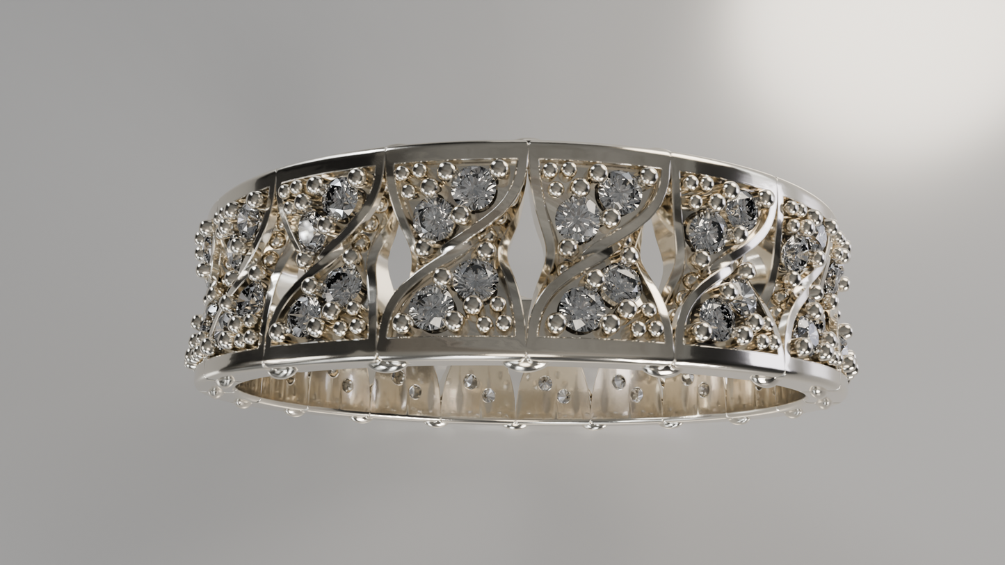 Diamond-Encrusted Openwork Statement Ring