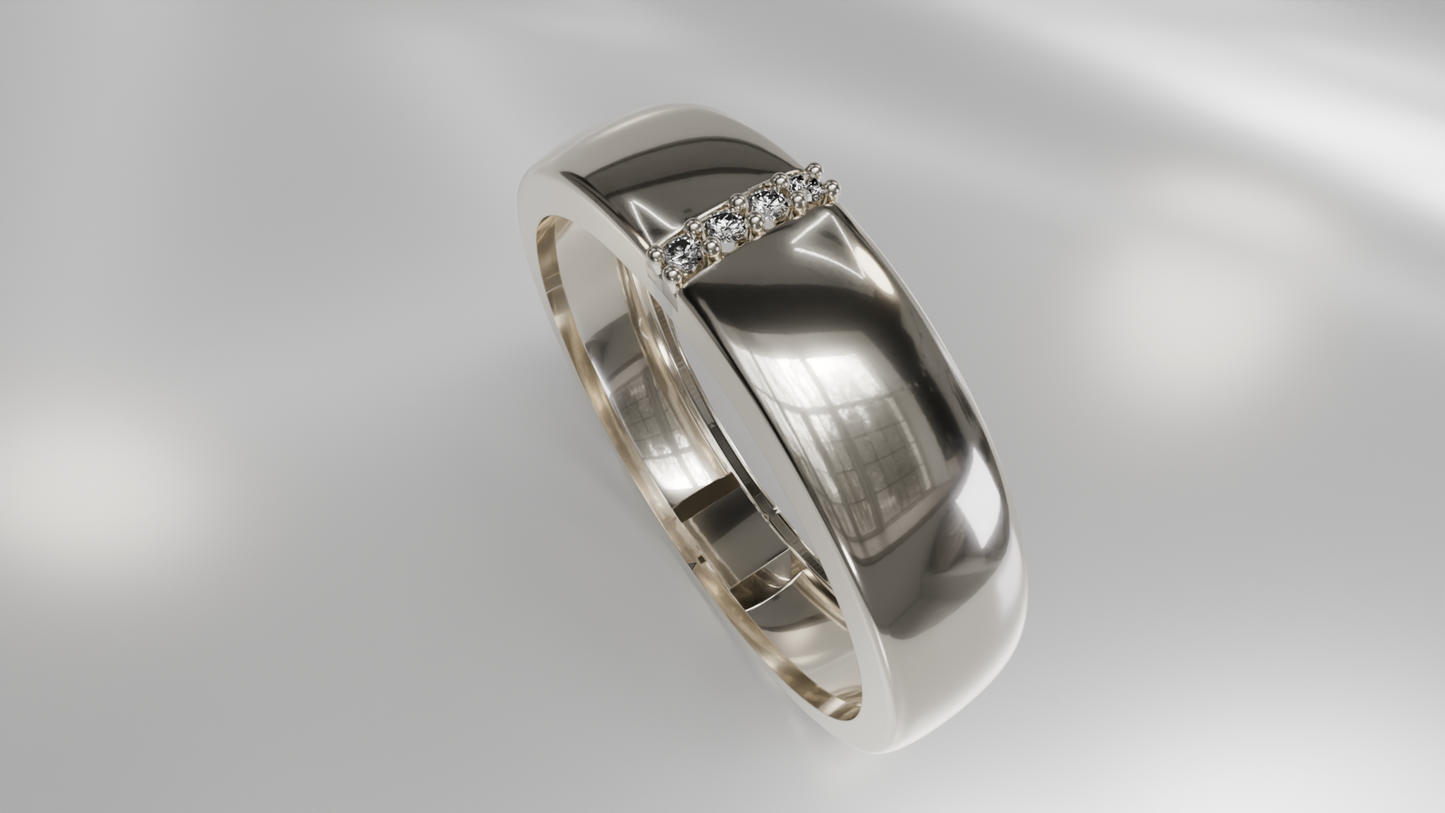 Modern Men's Gold Wedding Band with Diamond Accents