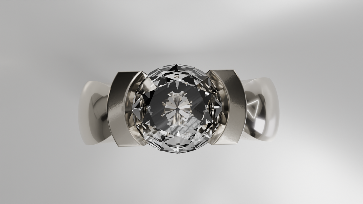 Modern Tension Set Diamond Wedding Ring