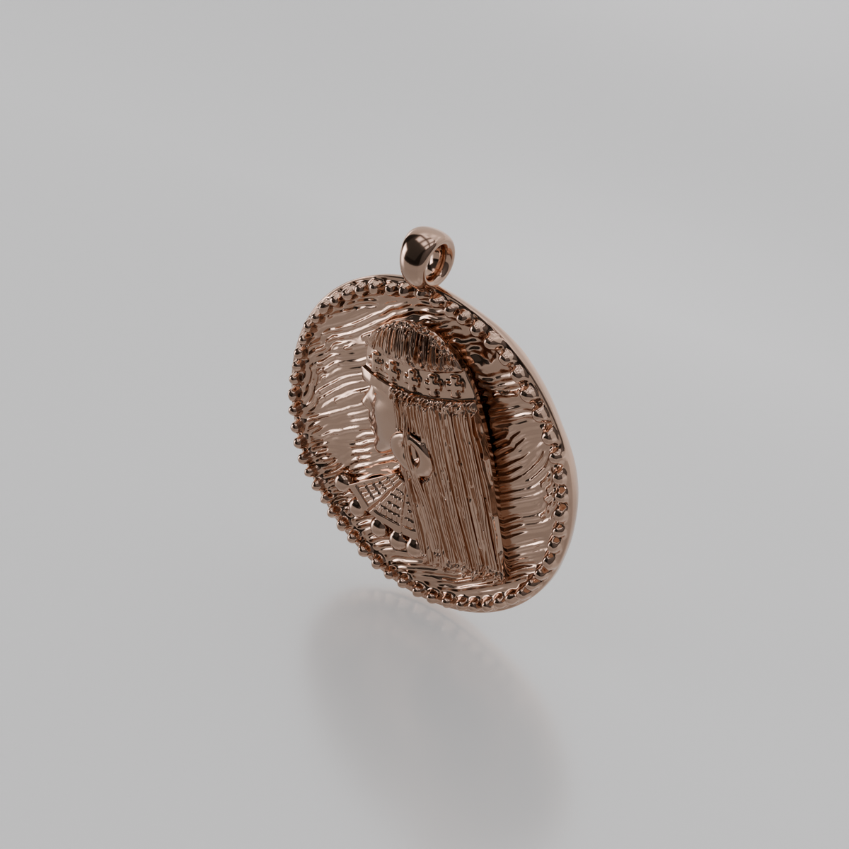 African Queen Medallion Pendant - Rose - Right