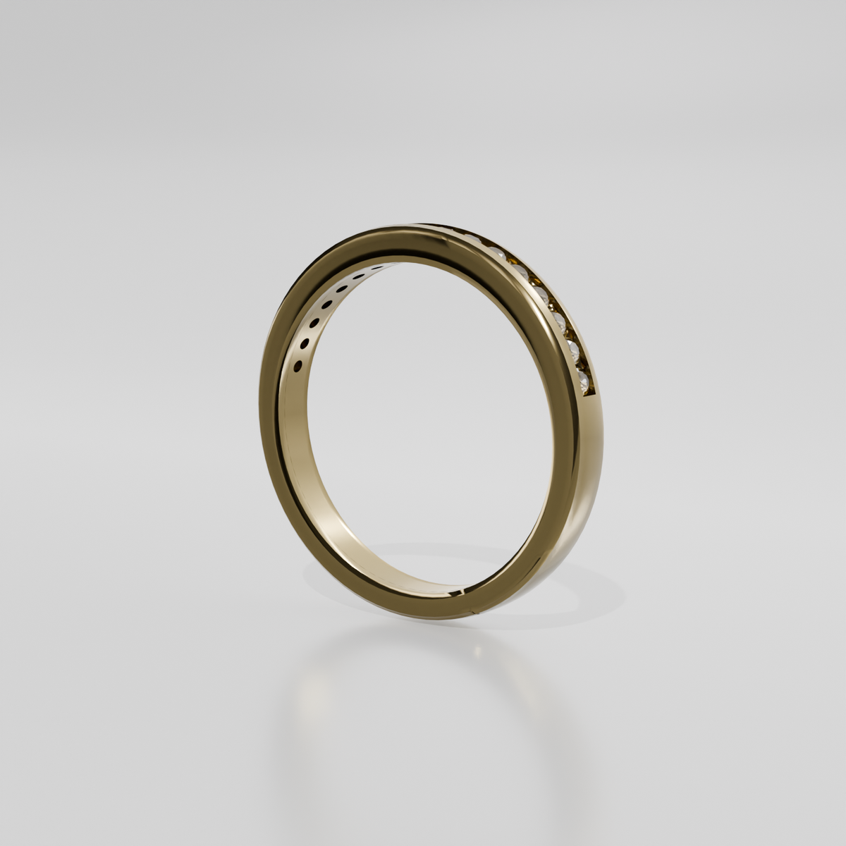 half eternity channel-set ring stl 3d printable jewelry cad, yellow turn