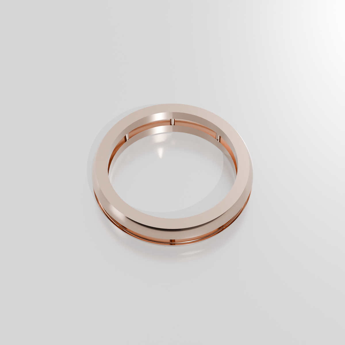 14K Gold Rail-Edge Band - Rose Gold - Top