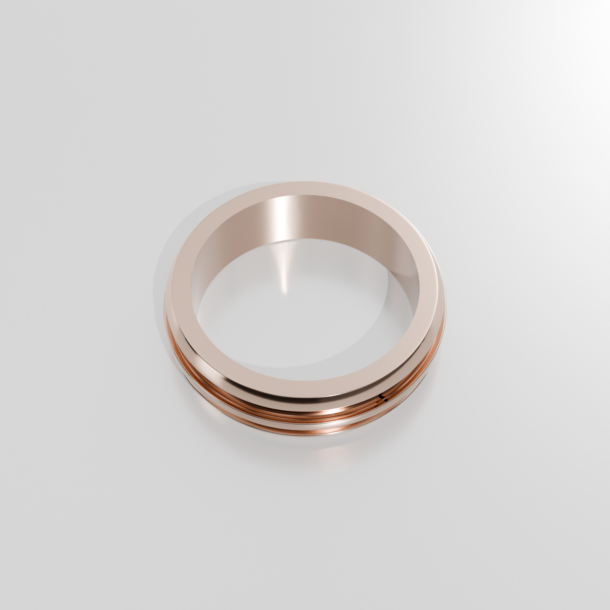 14K Gold Triple-Groove Band Ring - Rose Gold - Top