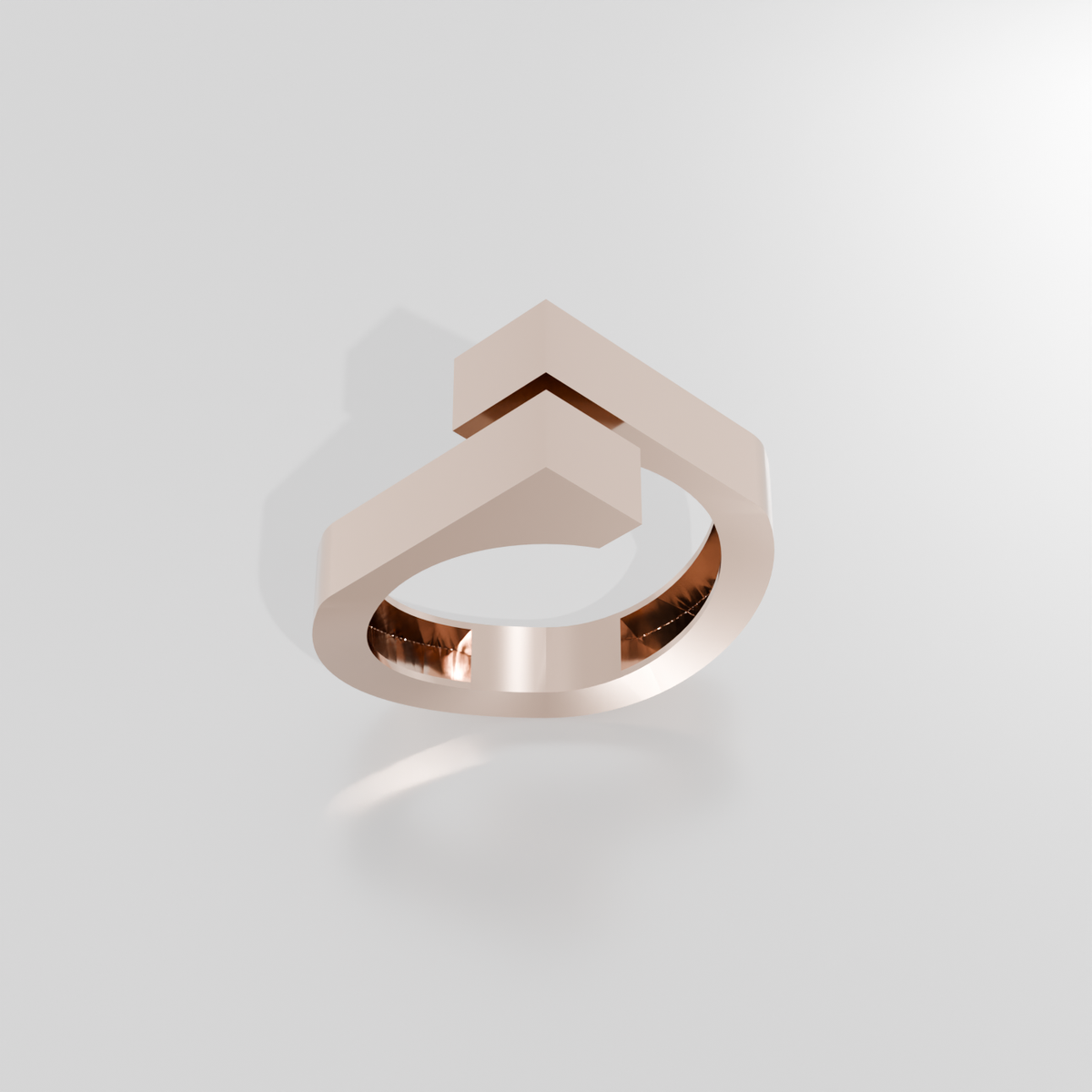 14K Gold Pointed Peak Band - Rose Gold - Top