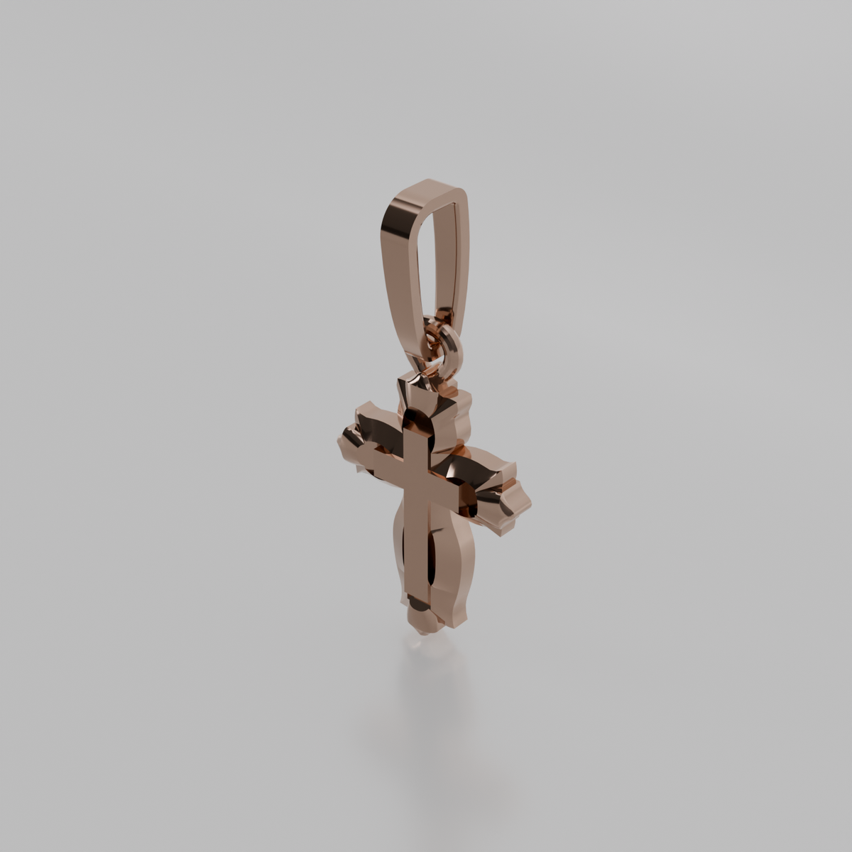 Budded Cross Pendant - Rose - Right