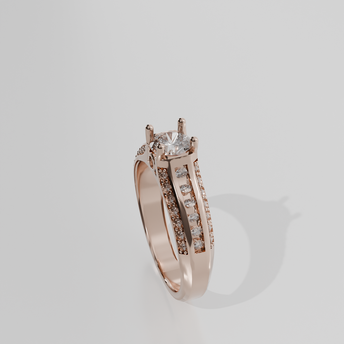 PENDING-STORM-TITLE Cathedral Engagement Ring - Rose - Right