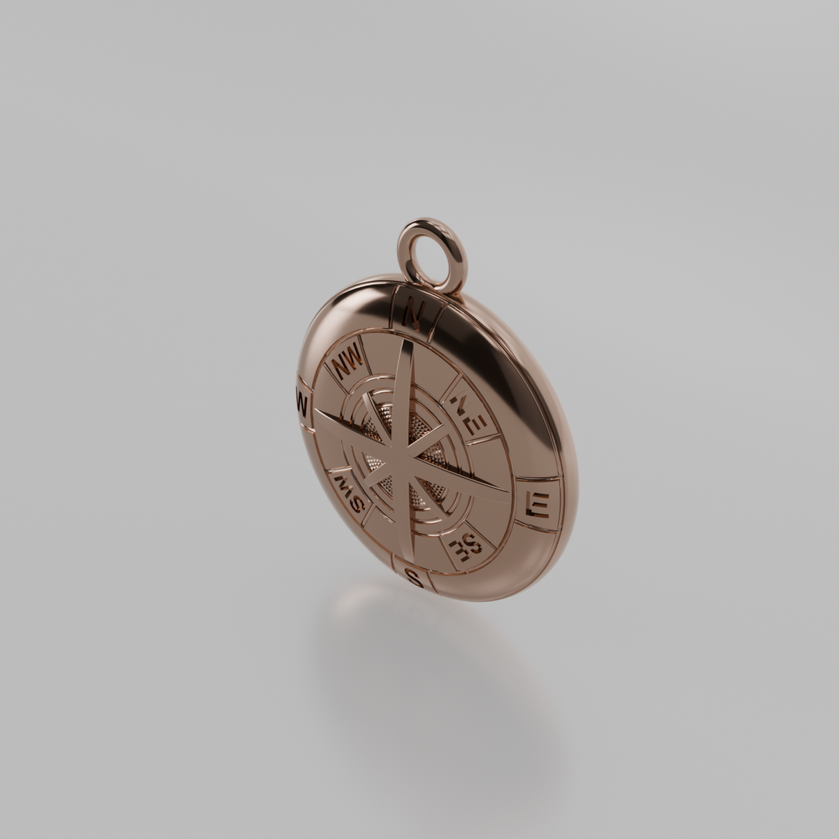 Compass Rose Pendant - Solid Gold Nautical Direction Charm - Rose - Right