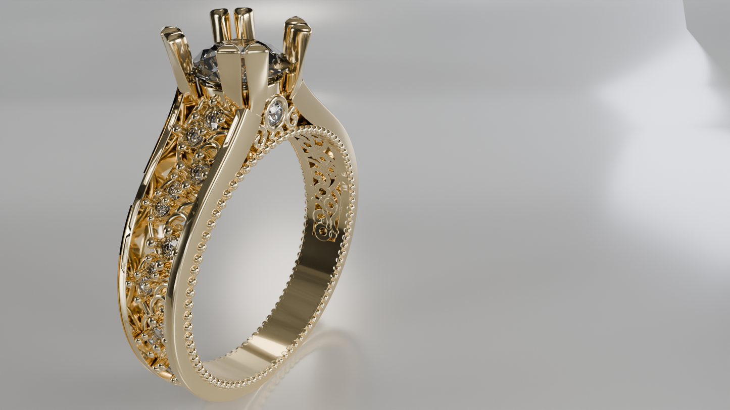 Vintage Romance: Filigree Diamond Engagement Ring