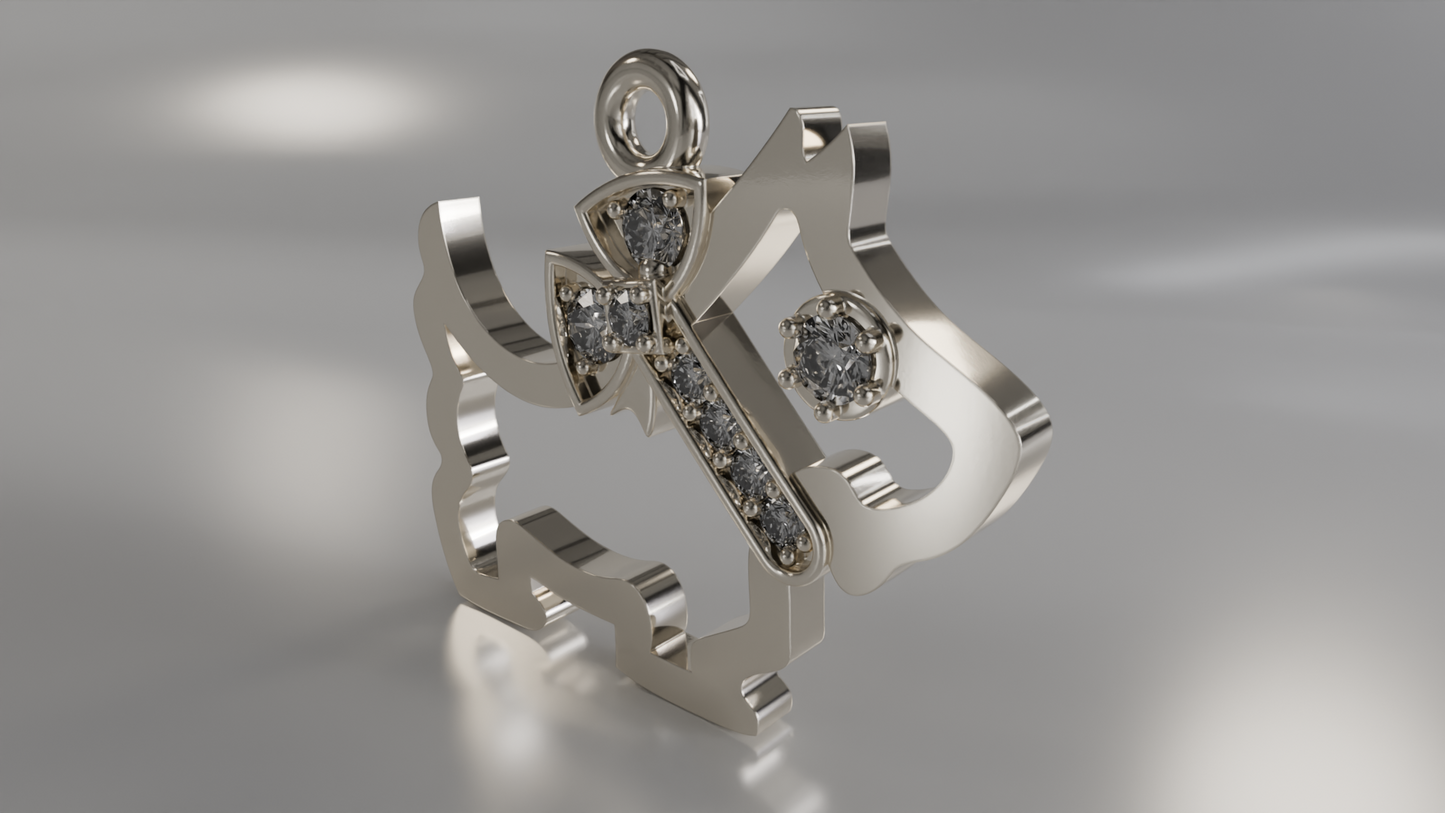 Sparkly Scottie Dog Pendant with Diamond Bow