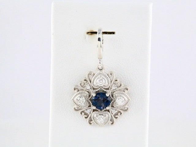 Natural London Blue Topaz & 1/4 CTW Natural Diamond Vintage-Inspired Charm/Pendant