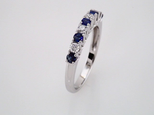 Natural Blue Sapphire & 1/4 CTW Natural Diamond Anniversary Band