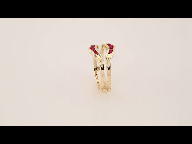 14K Yellow Gold Natural Ruby Ring Guard, Channel-Set
