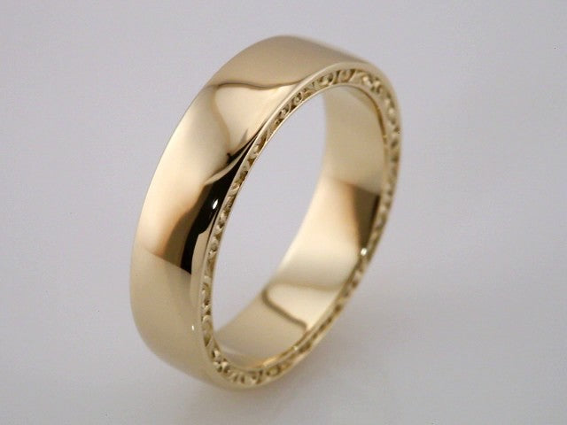 Sculptural Inlay Half Round Band, 4 mm, Style 2