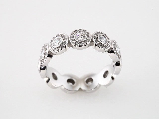 14K White Gold 3/4 CTW Natural Diamond Halo-Style Eternity Band