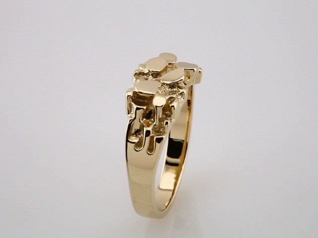 14K Yellow Gold Nugget Ring, 10 mm