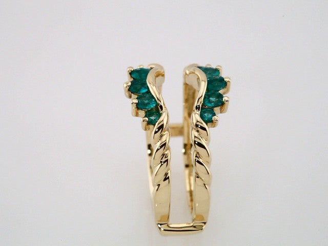 14K Yellow Gold Natural Emerald Ring Guard