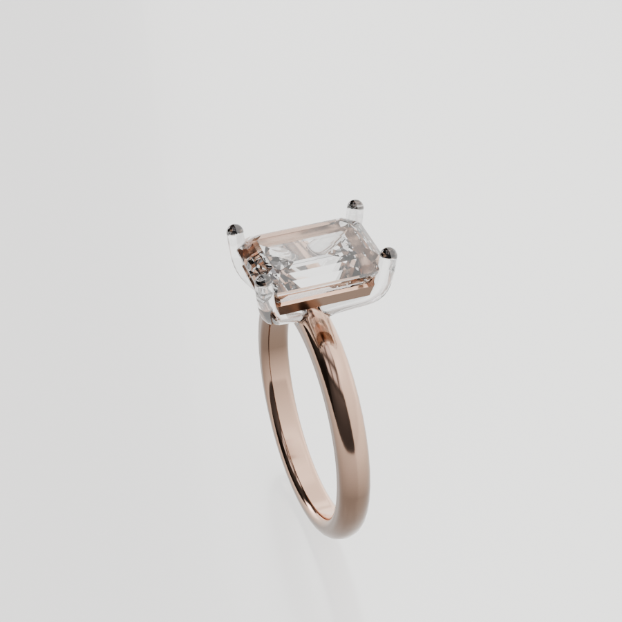 Emerald-Cut Diamond Solitaire Ring - Rose Gold - Right