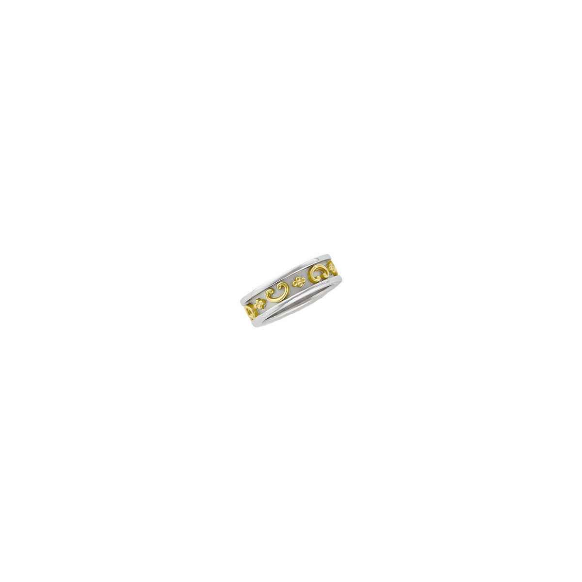 14K White/Yellow Gold Etruscan-Style Band