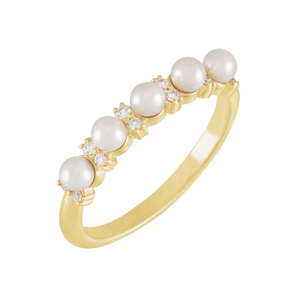 Cultured White Seed Pearl & 1/10 CTW Natural Diamond Anniversary Band