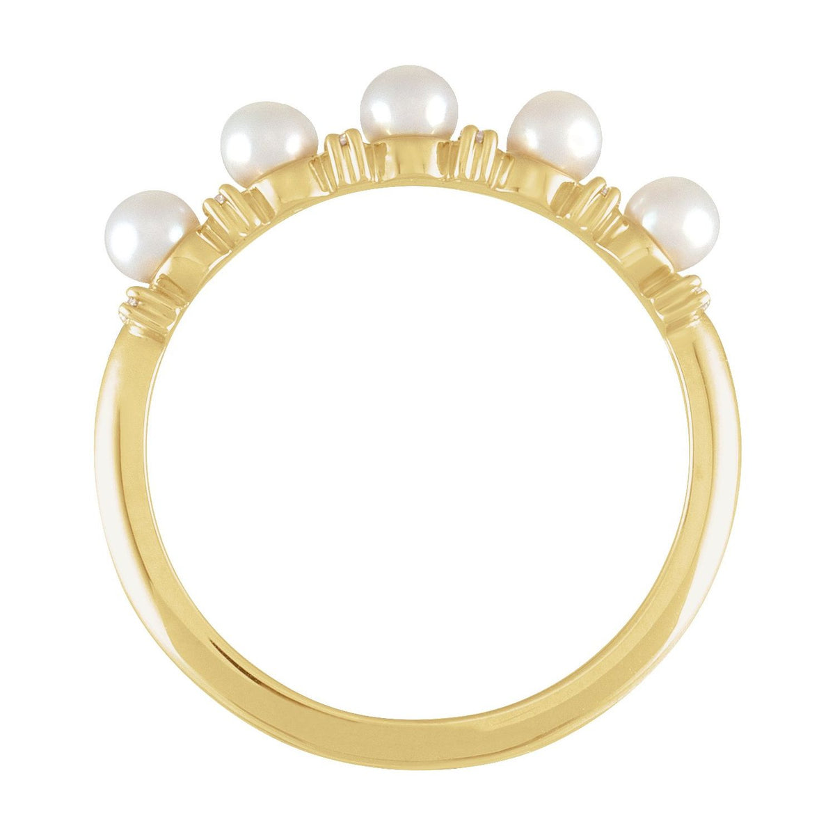 Cultured White Seed Pearl & 1/10 CTW Natural Diamond Anniversary Band