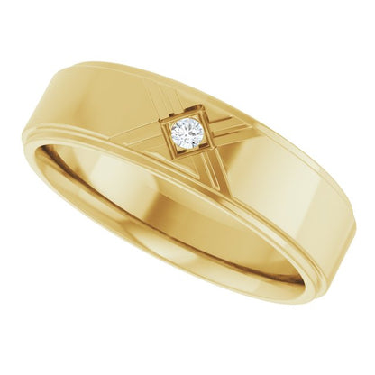 14K Yellow Gold .03 CT Natural Diamond Band