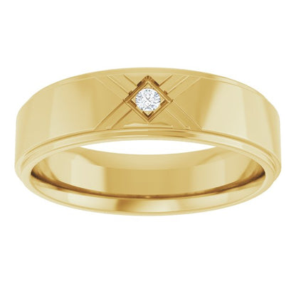 14K Yellow Gold .03 CT Natural Diamond Band