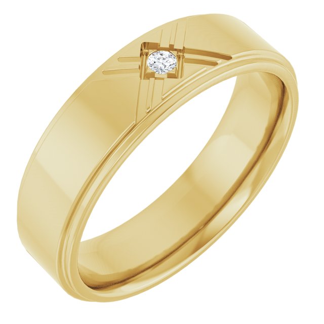 14K Yellow Gold .03 CT Natural Diamond Band