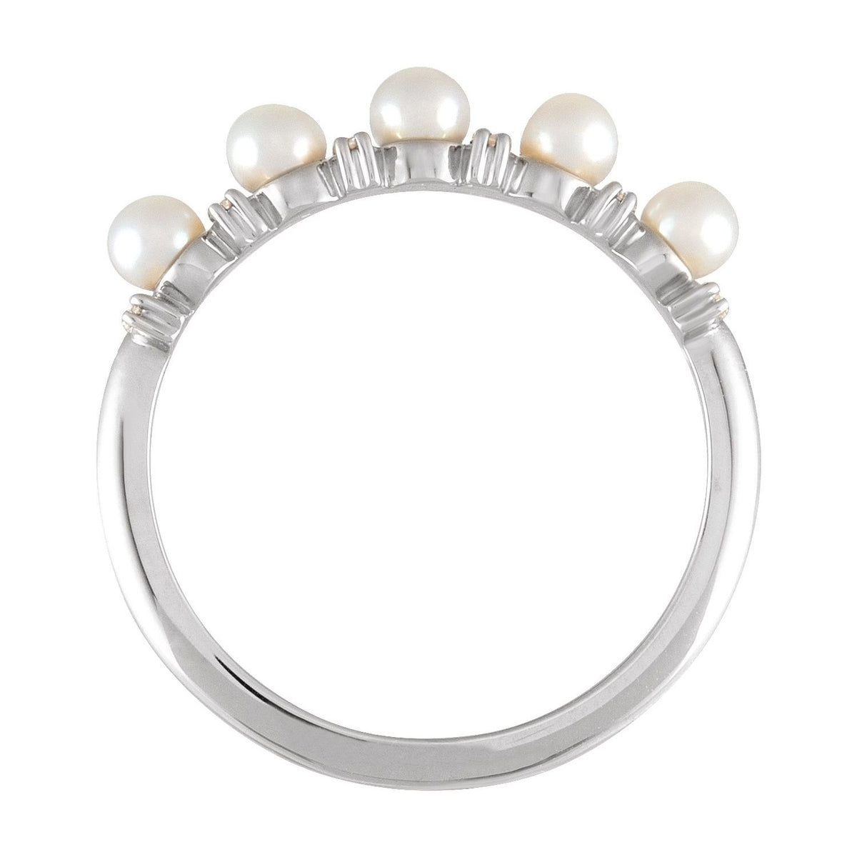Cultured White Seed Pearl & 1/10 CTW Natural Diamond Anniversary Band