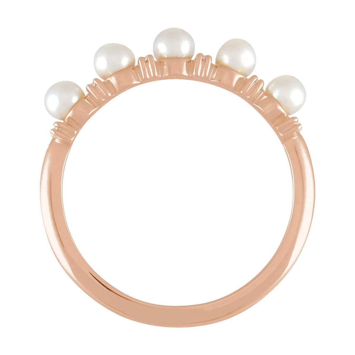 Cultured White Seed Pearl & 1/10 CTW Natural Diamond Anniversary Band