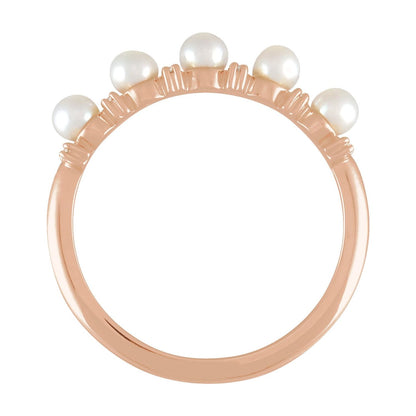 Cultured White Seed Pearl & 1/10 CTW Natural Diamond Anniversary Band