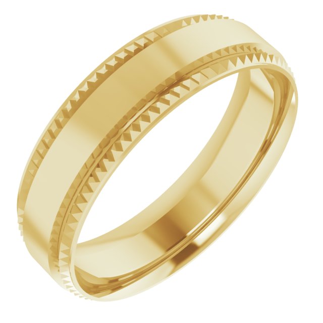 Geometric Faceted Comfort-Fit Flat Band, 6 mm