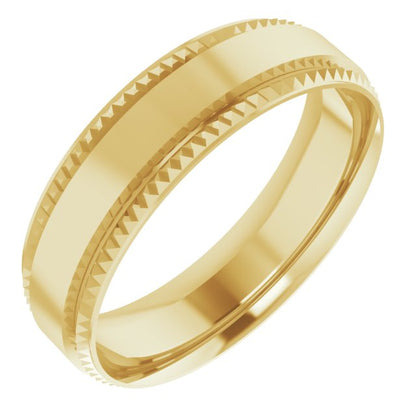 Geometric Faceted Comfort-Fit Flat Band, 6 mm